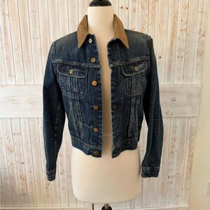 Ralph Lauren Dark Blue Denim Jacket with Tan Corduroy Collar Navajo print lining